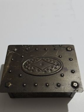 VTG Art&Craft Style German Hugo Berger Goberg Wood Lined Wrought Iron Brass Box